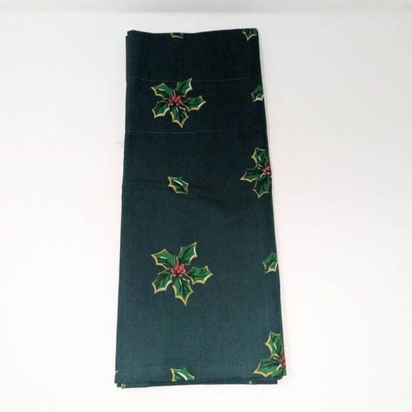 Vintage Sunshine Curtains Holly Berry Leaf Print 58" Valance Window Drape Leaves - Picture 3 of 4